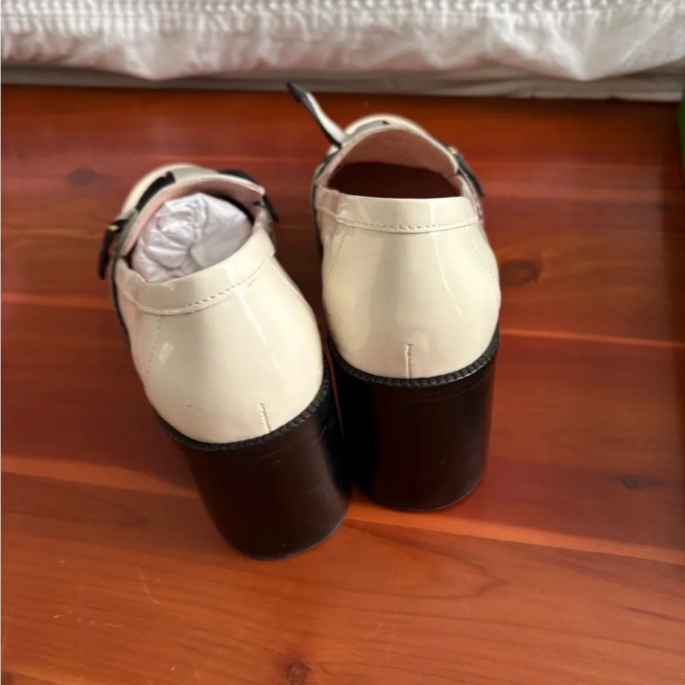 Kate Spade Cream and Black Bow Loafers - Picture 5 of 6